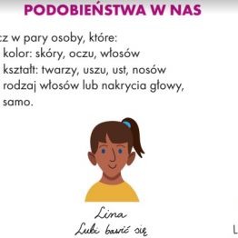 obrazek nosi tytuł podobieństwa w nas, a na zdjęciu są przedstawione dzieci mające różny kolor skóry, kolor oczu, kształt nosa itd. Podczas zajęć należy wyszukać podobieństwa wśród dzieci z obrazka.