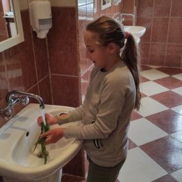 Daria myje szczypiorek