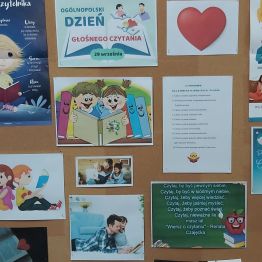Gazetka informującą o Ogólnopolskim Dniu Głośnego Czytania.