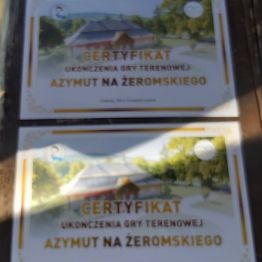 Certyfikat ukończenia gry terenowej " Azymut na Żeromskiego".