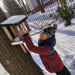 Dokarmianie ptaków przez uczniów klasy I a