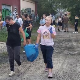Wychowankowie podczas akcji.