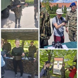 Wychowankowie trzymają w rękach broń strzelecką.