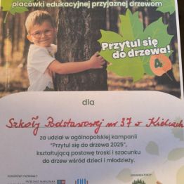Certyfikat akcji #Przytul się do drzewa#