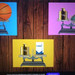 Uczniowie poznają różne rodzaje wag.