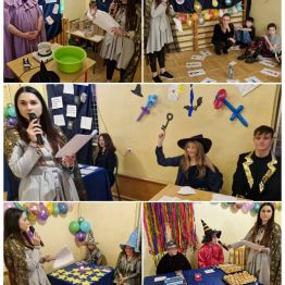 Wychowawczyni przedstawia i omawia poszczególne stanowiska z wróżbami oraz przepowiedniami.