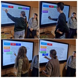 Wychowankowie wykonują interaktywne ćwiczenia na platformie WordWall dot. Świąt Bożego Narodzenia – charakterystyczne symbole, potrawy oraz zwyczaje rodzinne i kulturowe.