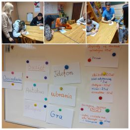 Wychowankowie aktywnie uczestniczą w proponowanych ćwiczeniach przez panią pedagog.
