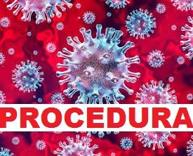Grafika przedstawiająca wirusa pod mikroskopem oraz napis "Procedura"