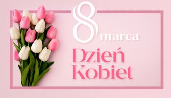 Tulipany i napis 8 marca Dzień Kobiet