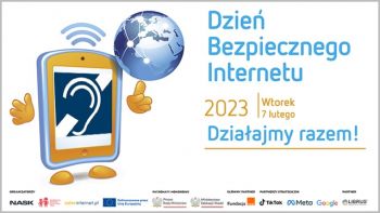 Grafika przedstawiająca telefon. Napis: Dzień Bezpiecznego Internetu.