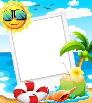 Plakat wakacyjny, słońce, morze, plaża.