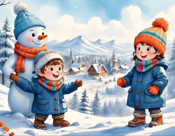 Zabawy śniegowe na dworze.