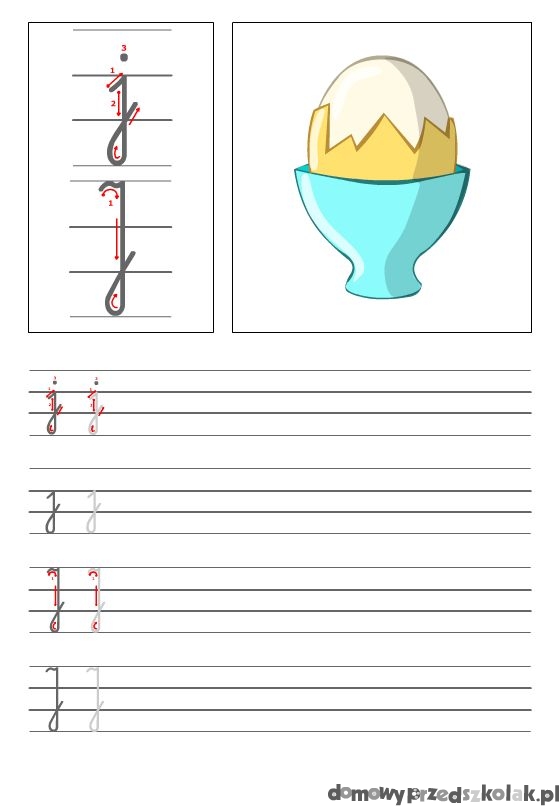 Liniatura i literka j do napisania